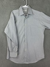 Ermenegildo Zegna Shirt Mens 16 41 Blue White Stripe Dress Italy Made Luxury