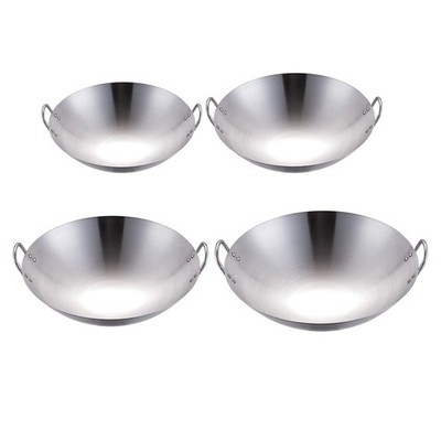 Steel Saute Pan Wok Pan Double Handle Tableware Multifunction Frying Fry Pot for