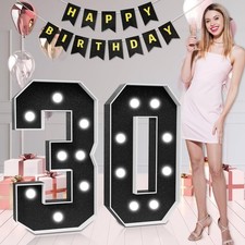 imprsv Marquee Numbers 30th Birthday Light Up Number 30 Black 3ft