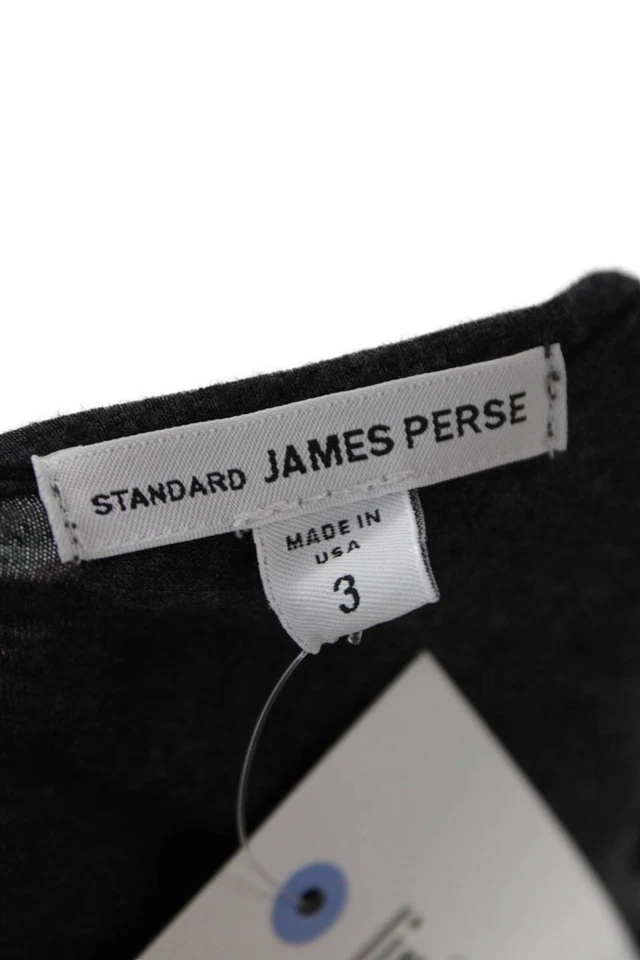 Camiseta deportiva estándar James Perse para mujer gris oscuro manga larga talla 3 Foto 4 de 4