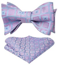 Bow Ties for Men Check Plaid Self Tie Bow Tie and One Size F-02 Light Purple