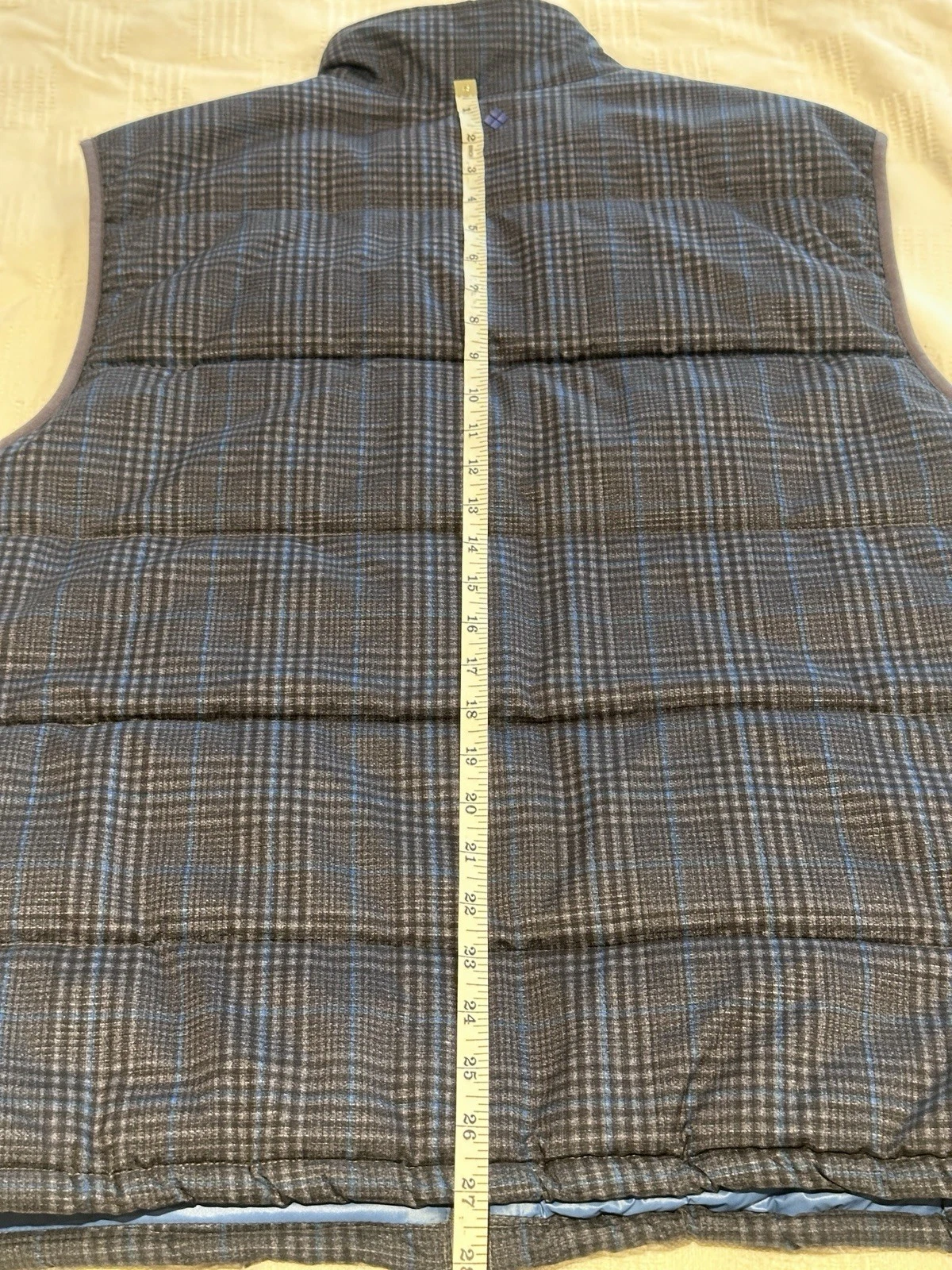 Robert Graham X Collection Puffer Vest Mens Large Navy Blue Glen Plaid Full Zip - product detail image 4