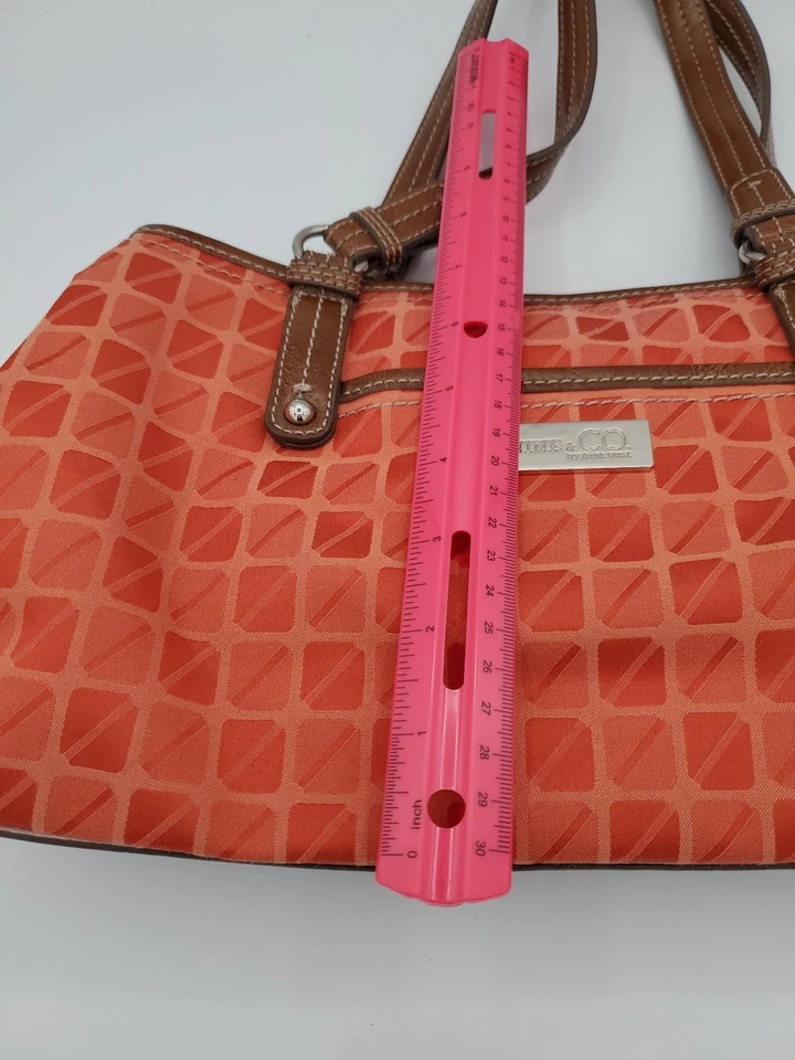 Bolso de Hombro Nine & Co Jacquard Ombre Tonos Naranja/Imitación Cuero Borde  Foto 4 de 4