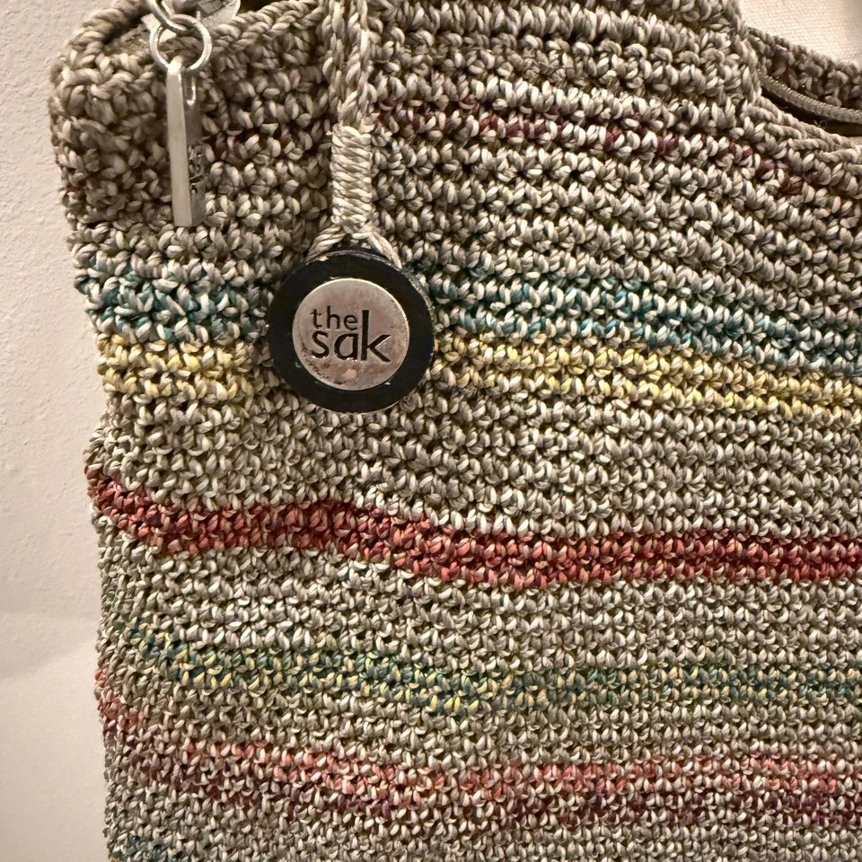 The SAK Voyager Crochet Striped Belle Shoulder Tote Beach Bag Purse Boho Hippie - Image 4 of 4