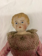 Blonde Bisque Shoulder Head Doll All Original c. Late 1800s 17" Tall
