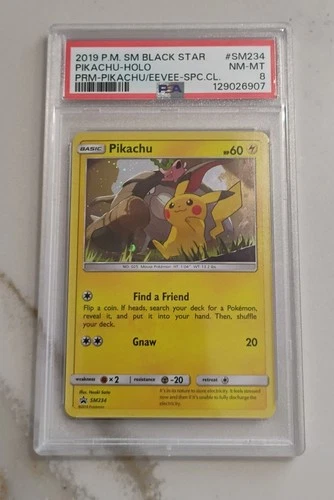 Pikachu SM234 X2  PSA 8 + PSA 9 Pokemon Black Star Holo