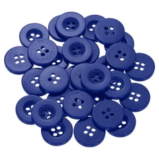 30pcs 28L Sewing Buttons 11/16" Resin Round Flat 4-Hole Craft Buttons, Blue