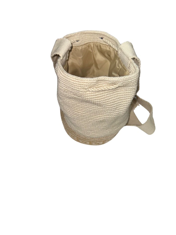 Mochila Colombiana Auténtica WAYUU Hecha a Mano Bolso Bandolera Mejor Paja Beige NUEVO Foto 3 de 4