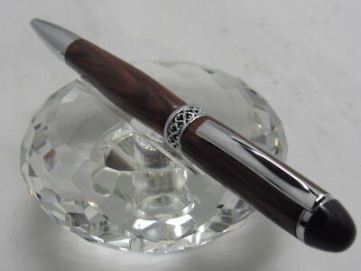 GORGEOUS HIGH QUALITY ORNATE APOLLO RARE COCOBOLO WOOD TWIST BP PEN/SILVER