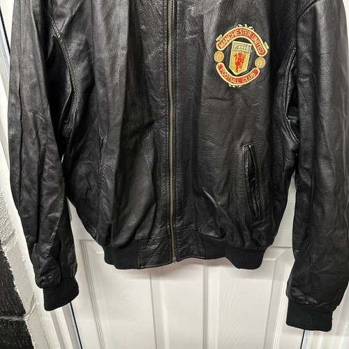 Vintage Manchester United Leather Bomber Jacket Size XXL | Coat Player 90s 2XL - 第 13/18 張圖片