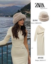 ZARA NWT WOMAN TEXTURED ASYMMETRIC MIDI DRESS BEIGE 8805/017 SIZE S VIRAL TRENDY