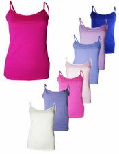 Ladies strappy vest top cotton rich cami, ex high street choice of colour  size