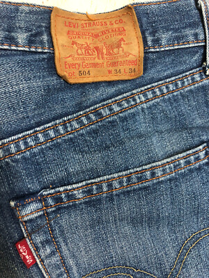 00s LEVI’S 504 good fade baggy jeans W34 LEVI'S 504 Straight Leg Dark Wash Blue Denim Faded Jeans Men's