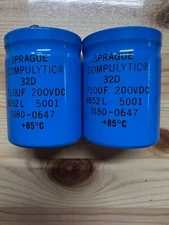 2X Sprague Compulytic 32D capacitor, 710uF 200VDC