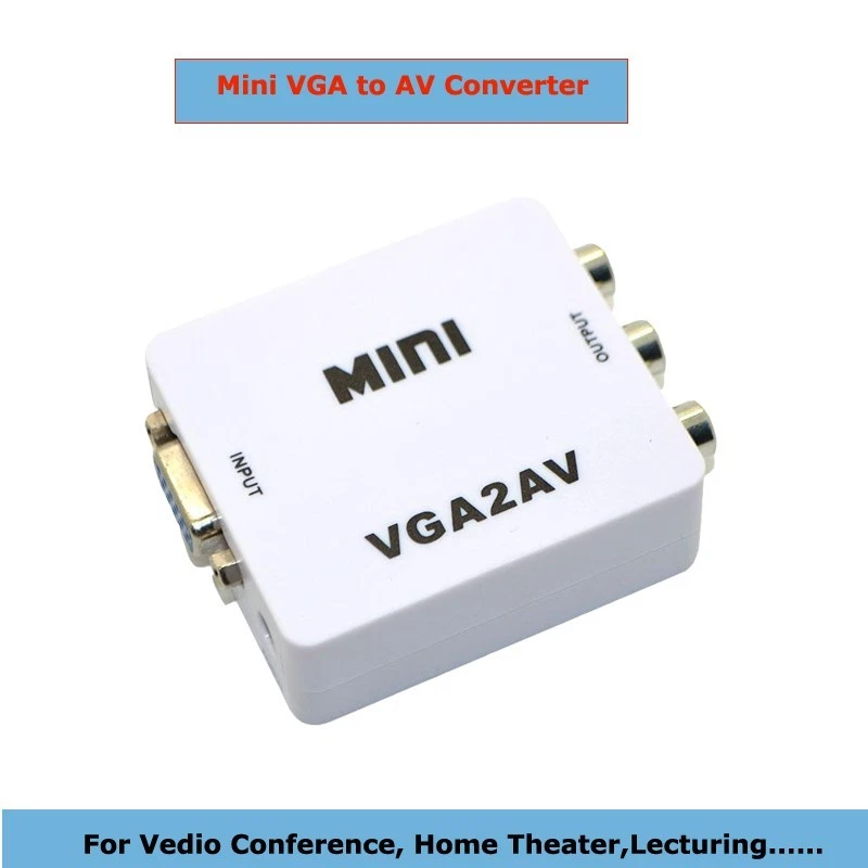 1080P Mini VGA To AV RCA CVBS Video Converter Audio Adapter PC Laptop DVD To TV - Image 4 of 4