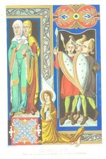 Medieval SOLDIER ANGEL Women Chromolithograph Antique Art Print IncSMP184