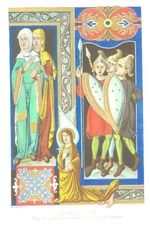 Medieval SOLDIER ANGEL Women Chromolithograph Antique Art Print [IncSMP184