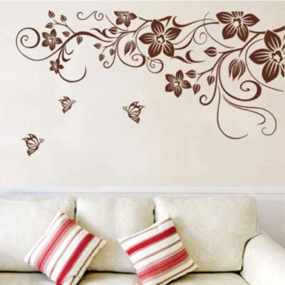 Blumen Wandsticker Natur Schmetterling Wandtattoo WandAufkleber Sticker - Bild 1 von 4