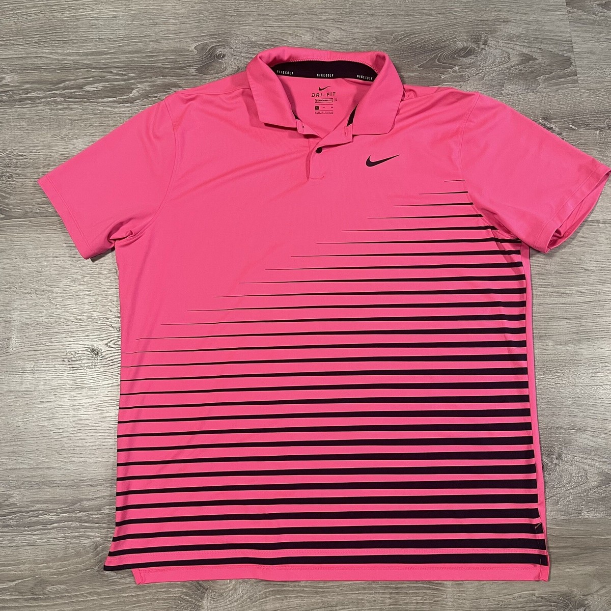 Nike Golf Polo Size XL Vapor Golf Hyper Pink Stripe Graphic