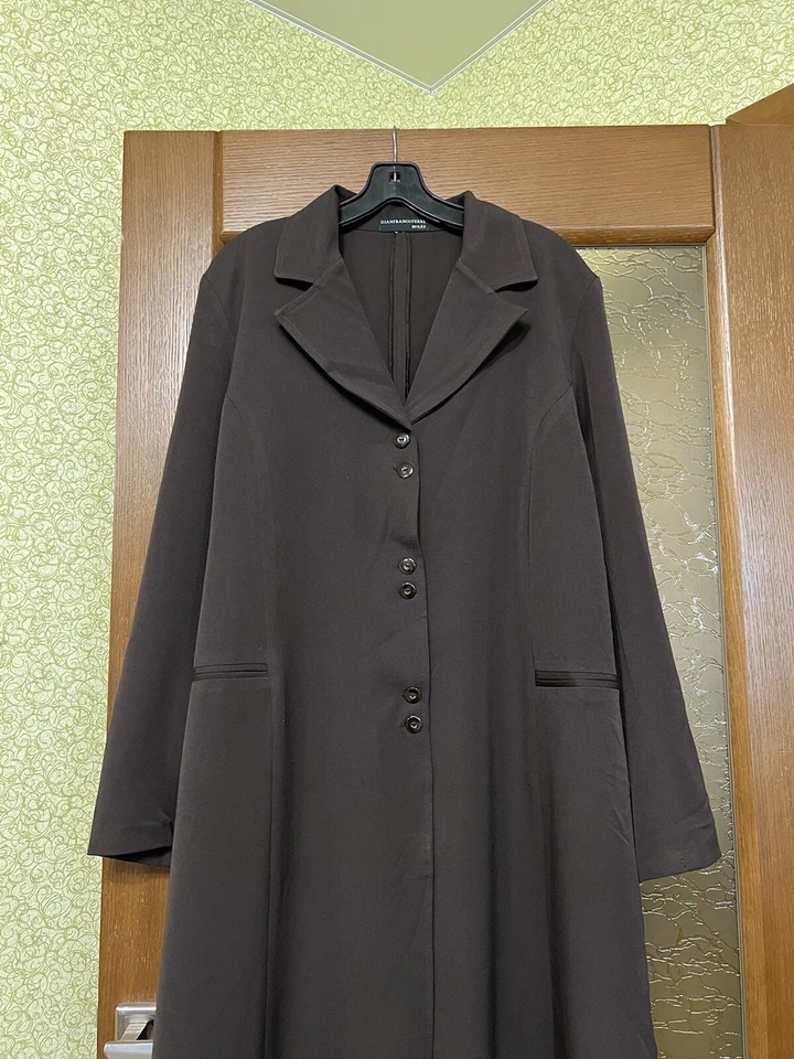 1990’s RARE GIANFRANCO FERRE BY G.F.F BROWN SOLID MIDI LUXURY WOMAN DRESS SZ XL - Image 2 of 4