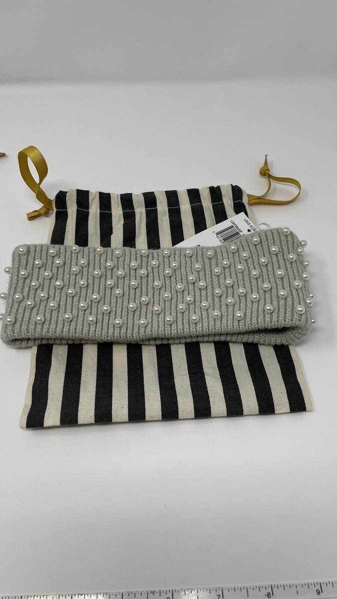 NWT Lele Sadoughi knit heaband Grey pearl embellished ear  display picture 1