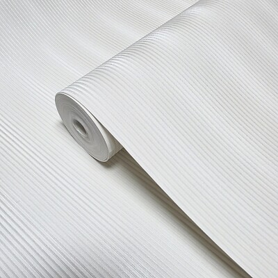 Satin ivory off white vertical lines faux fabric textured modern Wallpaper rolls