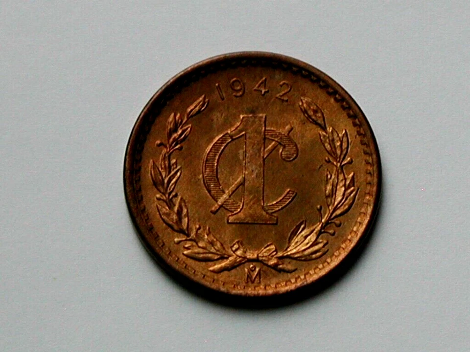 Mexico 1942 Mo 1 CENTAVO Coin AU with Toned-Lustre & Eagle Coat of Arms - Image 2 of 2