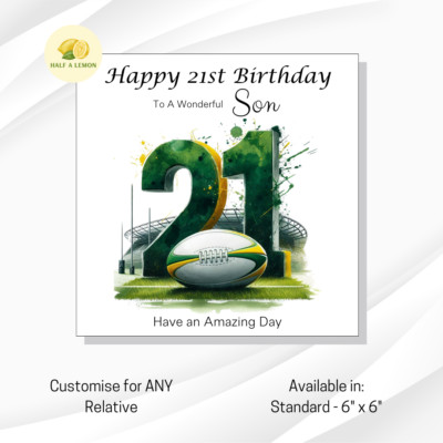 Karte zum 21. Geburtstag, personalisiert für JEDEN Verwandten, Sohn, Enkel, Neffe, für Ihn