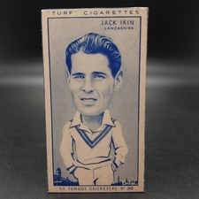 Tarjeta de cigarrillo de tabaco Jack Ikin 1950 Carreras Famous Cricketers #30