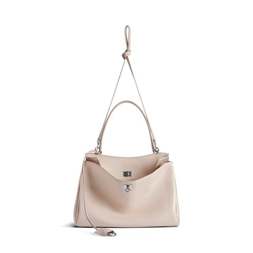 BALENCIAGA Rodeo Medium $4450 Almond Smooth Leather Handbag New And Authentic