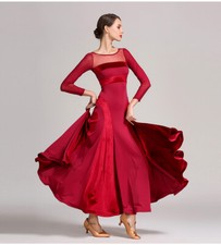 Velvet Long Sleeved Modern Dance National Standard Social Dance Training Dress