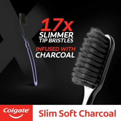 12 Brush Colgate Toothbrush SOFT SlimSoft Charcoal USA STOCK - Picture 2 of 4