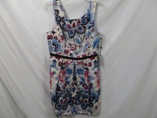 Adrianna Papell Womens Dress 10 White Sleeveless Waist Strap Polyester Blend