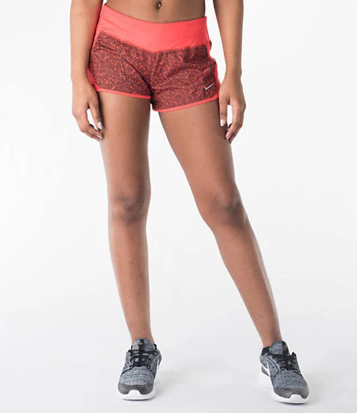 New NIKE Dri-FIT Crew Women's Running Short 749459-696 Lt Crimson/Blk Sz M L XL