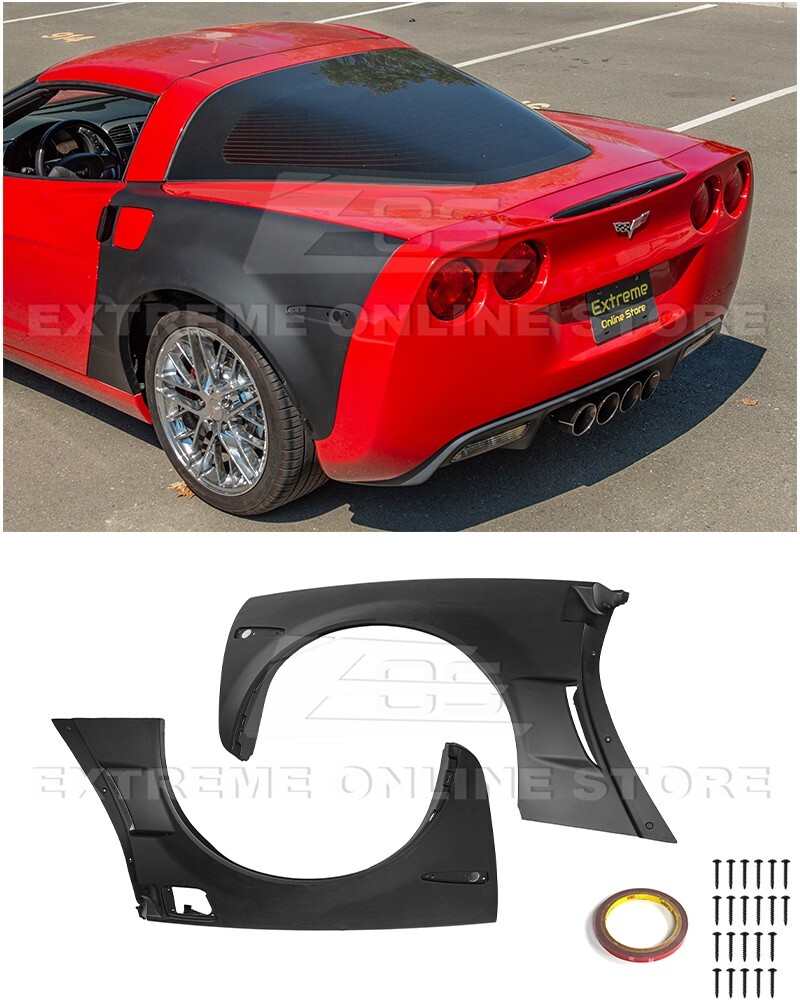 For 05-13 Corvette C6 | ZR1 Style Matte Black Rear Side Wide