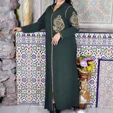 Abaya Jellaba Dress Women Floral Embroidery Hooded Caftan Marocain Morocco