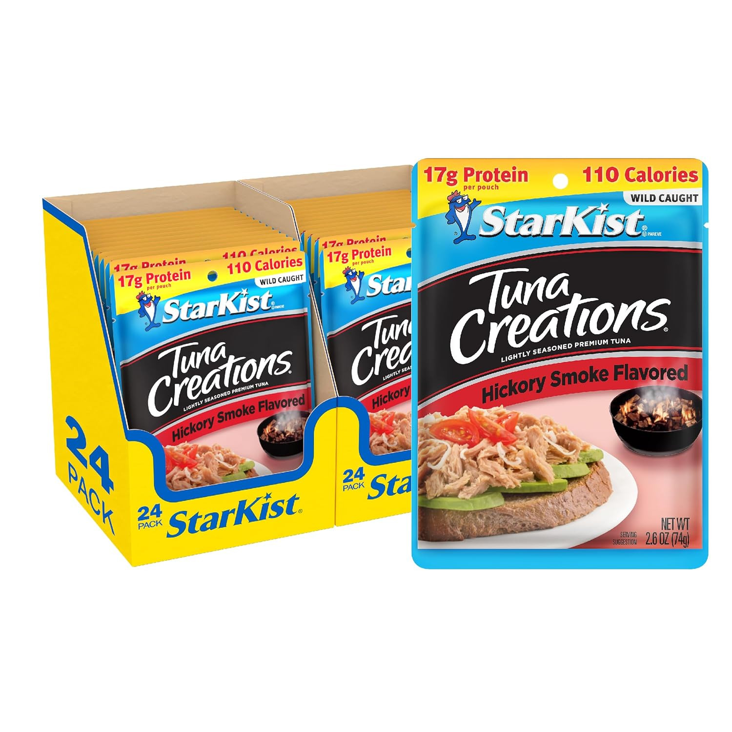 Starkist Tuna Creations, Копченый с Гикори, Упаковка может отличаться, 2,6 унции, В упаковке 24 штуки