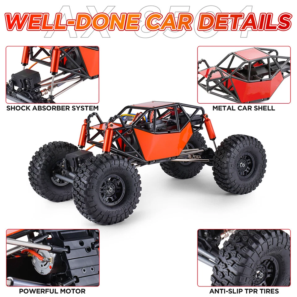 AUSTARHOBBY AX-8504 RC Car 1/10 4WD 2.4G Crawler with Tube Roller Cage Toys - Image 4 of 4
