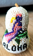 Handmade natural beige seed beaded Aloha IPU ornament
