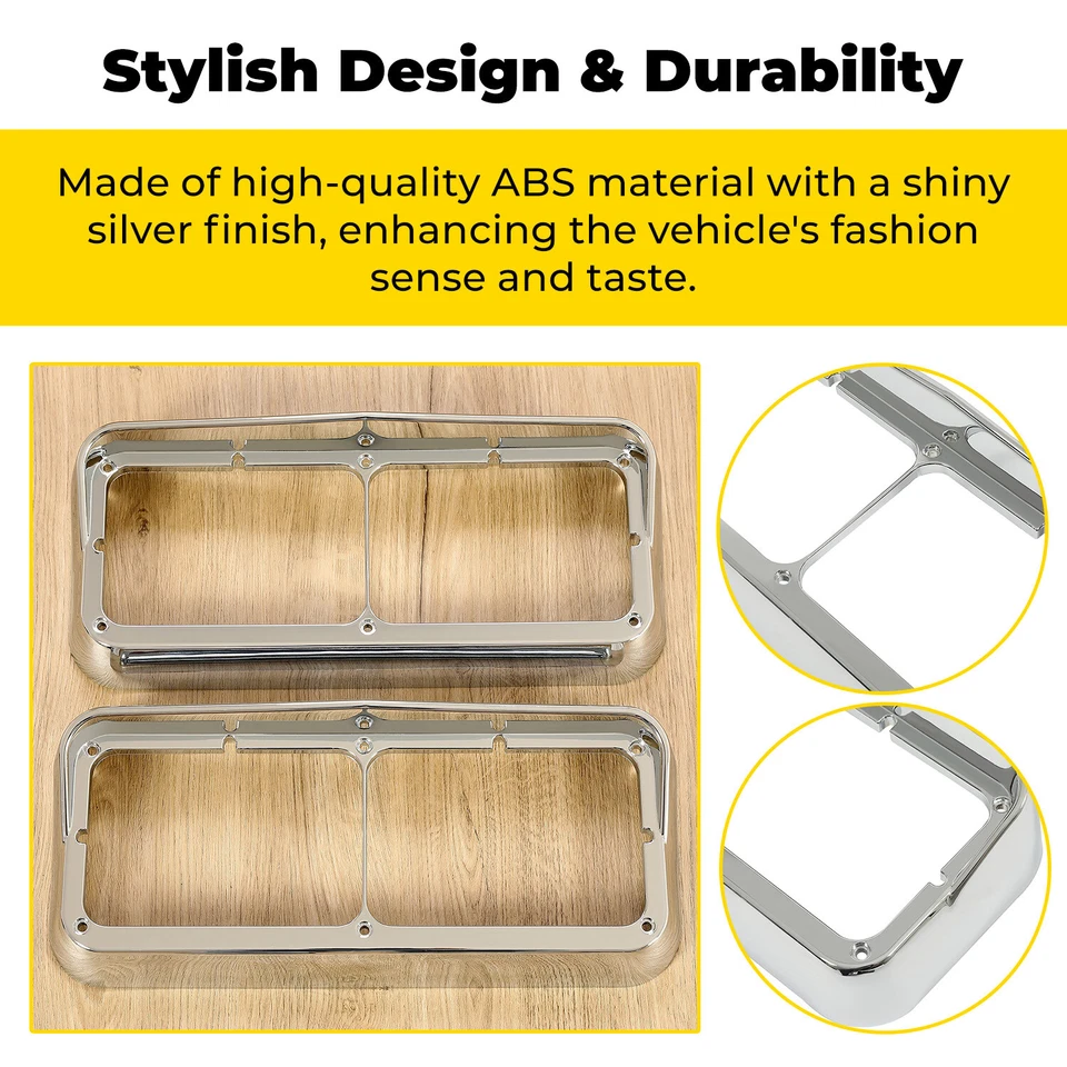 Пара хромированных ободков фар для фар Kenworth T600 T800 W900B Peterbilt 379 - Изображение 4 из 4