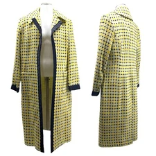 Vintage 90s Y2K WD NY Womens 8 Open Front Duster Full Length Jacket Blazer Plaid
