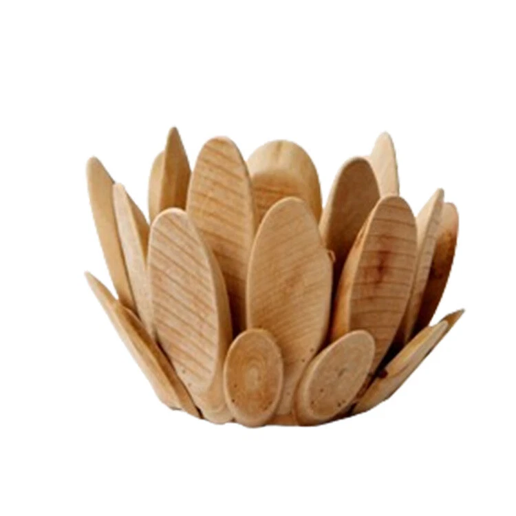 Candelabro de madera con pétalos de mesa candelabro de escritorio con forma de loto con taza de vidrio Foto 2 de 4