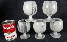 Natural White Marble black vein genuine wine glass cup set lot Snifter baloon