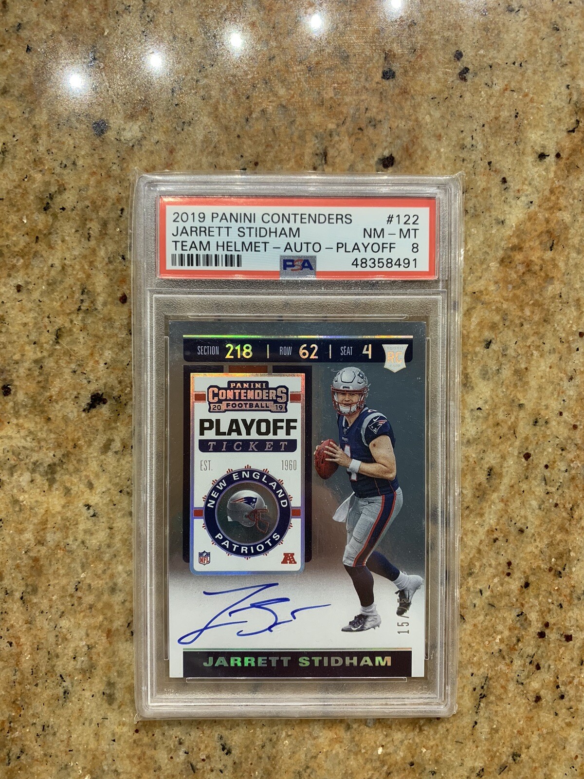 Jarrett Stidham Panini Contenders #122 Team Helmet-Autograph-Playoff