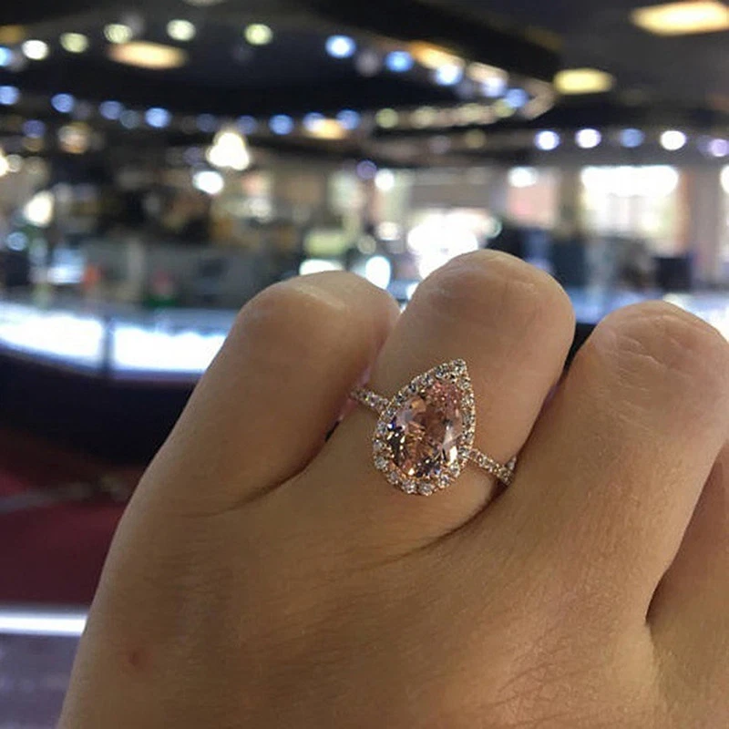Temperament Pear Shape Crystal Decor Ring For Ladies Engagement