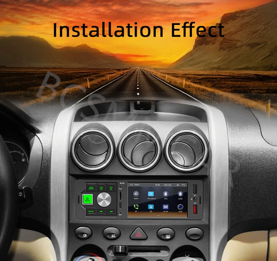 Reproductor de MP5 para automóvil 1 Din pantalla táctil de 4,1 pulgadas para Apple CarPlay USB tipo C carga BT Foto 3 de 4