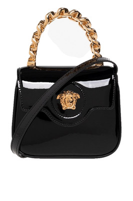 VERSACE La Medusa Mini Black Patent Leather Shoulder Bag New & Authentic