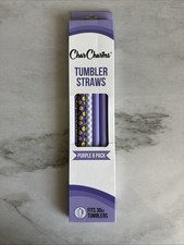 Char Charms Tumbler Straws 6 Pack For 30 Oz Tumblers Purple Smiley Faces Cheetah