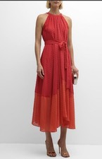 Spring Easter Elie Tahari Jeanne Tie-Waist Sleeveless Midi-Dress Medium NWT