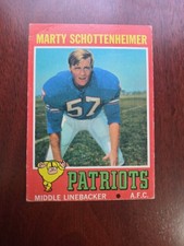 Topps 1971 Rookie #3 Marty Schottenheimer Patriots Football Base Card. rookie card picture